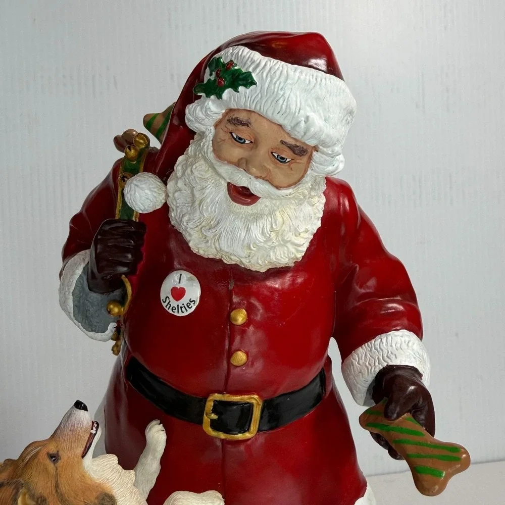 Danbury Mint Santa's Little Shelties Dog Christmas Figurine Sculpture EUC No Box